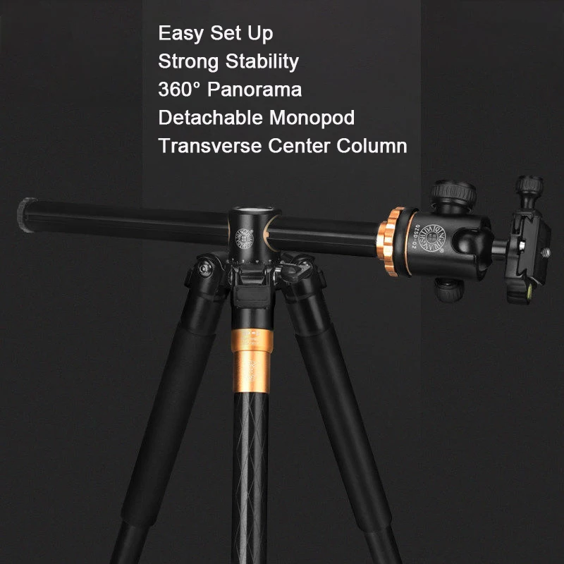 Concept Carbon Fiber Camera 1.89M Tripod for DSLR Portable Lightweight Portable Travel Tripod with 360 Degree Panorama Ball Head images - 6