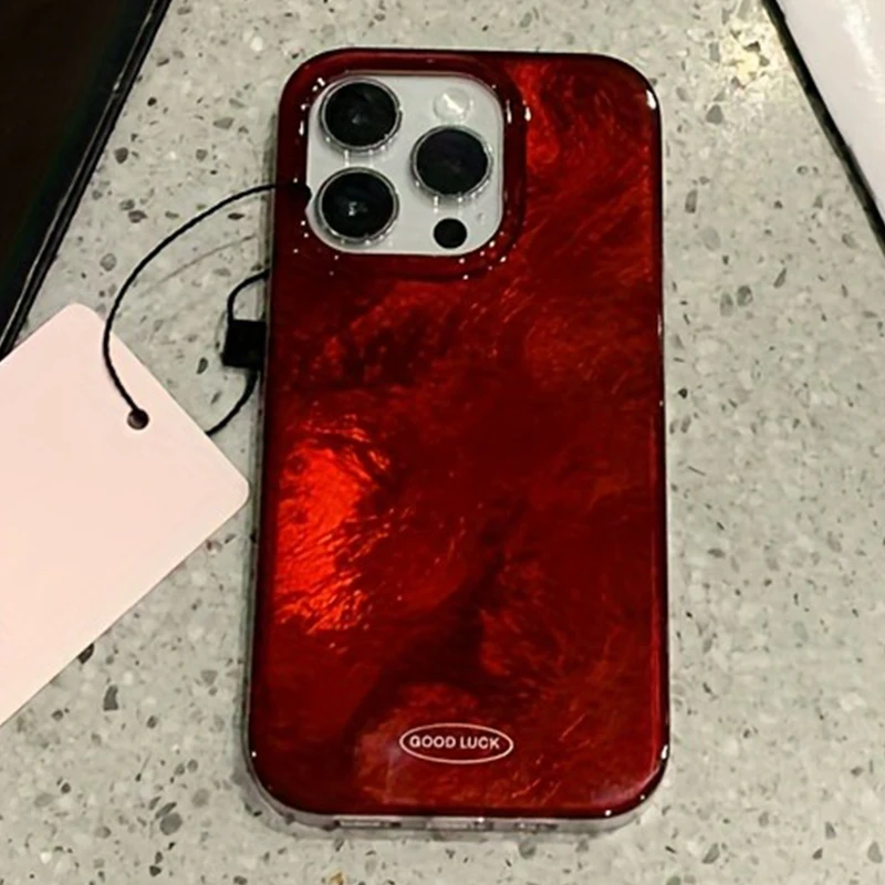 

Retro Red Amber Glacier Texture Phone Case For iPhone 17 16 15 14 13 12 11 Pro Max Air Cover For iPhone XS X XR 7 8 Plus Fundas