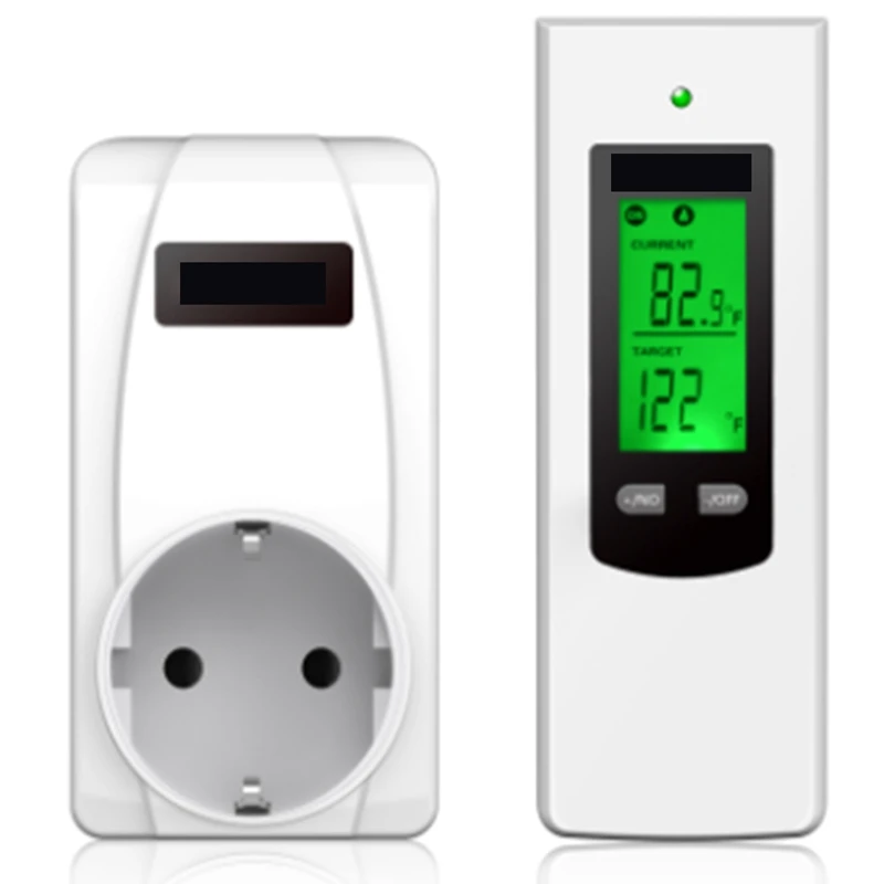 Temperature Wireless Thermostat Heating Socket And Remote Controller Plastic EU Plug