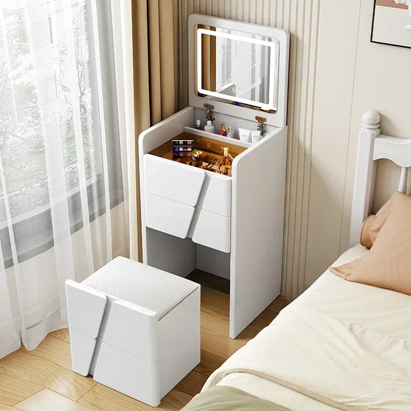 Modern Bedroom Makeup Table White Cabinet Led Mirror Storage Vanity Set Modern Drawer Nordic Furniture Economical