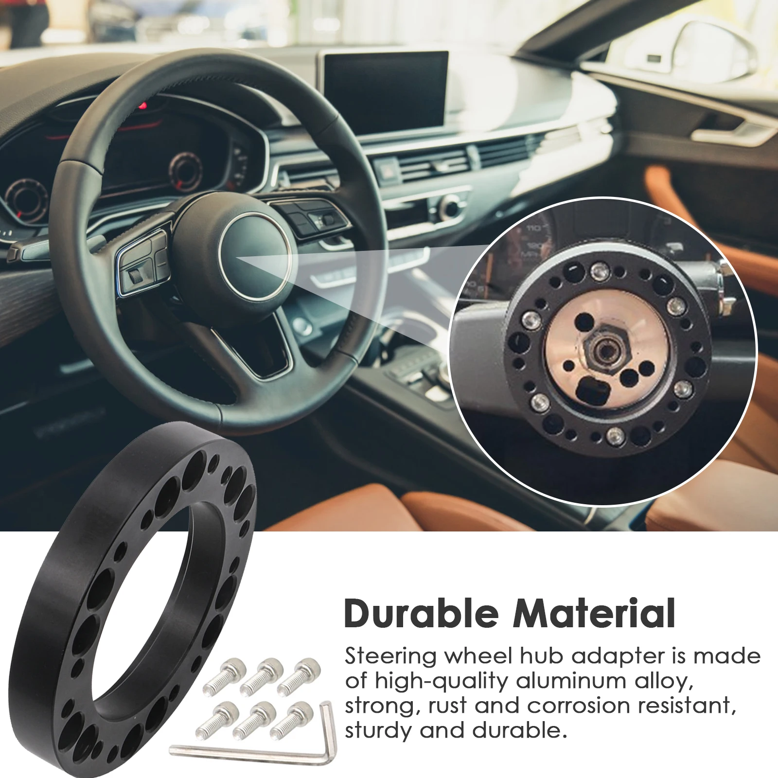 Steering Wheel Hub Kit Adapter Spacer 25mm Steering Wheel Spacer Universal Car Modified Steering Wheel Heightening Pad Parts