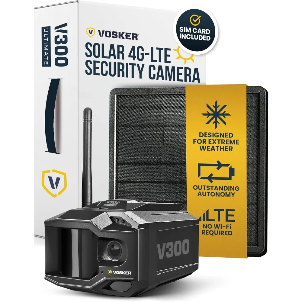 

Vosker V300 Ultimate 4G-LTE Autonomous Outdoor Security Camera | High-Capacity 15,000 mAh External Solar Power Bank