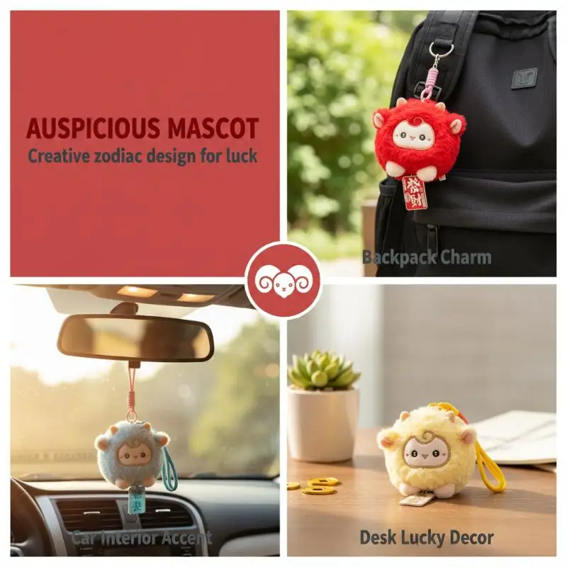 Cute Fluffy Sheep Plush Doll Keychain Soft Stuffed Animal Bag Pendant Creative Lucky Bag Keyring Backpack Hanging Gifts
