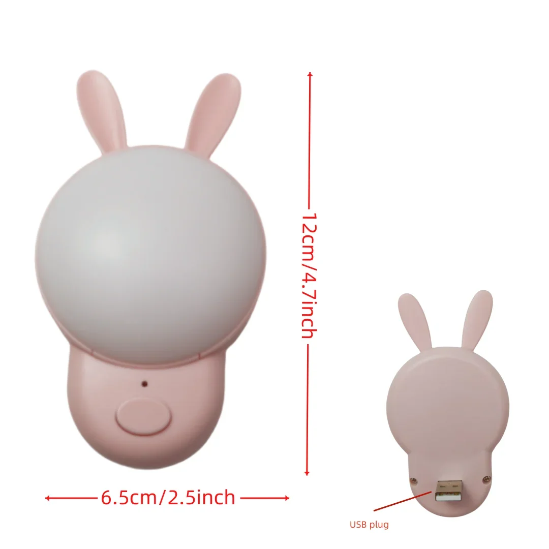 Simpatica luce notturna coniglietto, luce plug-in USB, con luce bianca fredda e fredda, regolabile a 3 velocità, adatta per regali