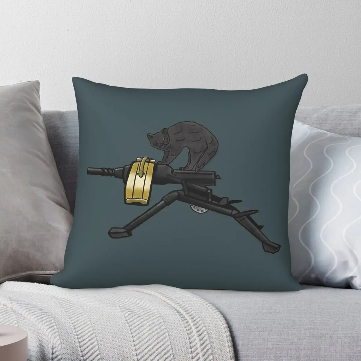 Kotik Cat On AGS-17 Grenade Launcher Pillowcase Polyester Linen Velvet Printed Zip Decorative Home Cushion Cover 18
