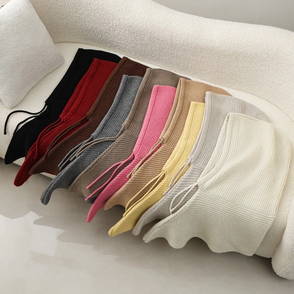 قبعة بالاكلافا شتوية صوفية لحماية الأذن، تصميم متكامل، طوق رقبة من قطعة واحدة، عنصر دافئ، نسيج محبوك