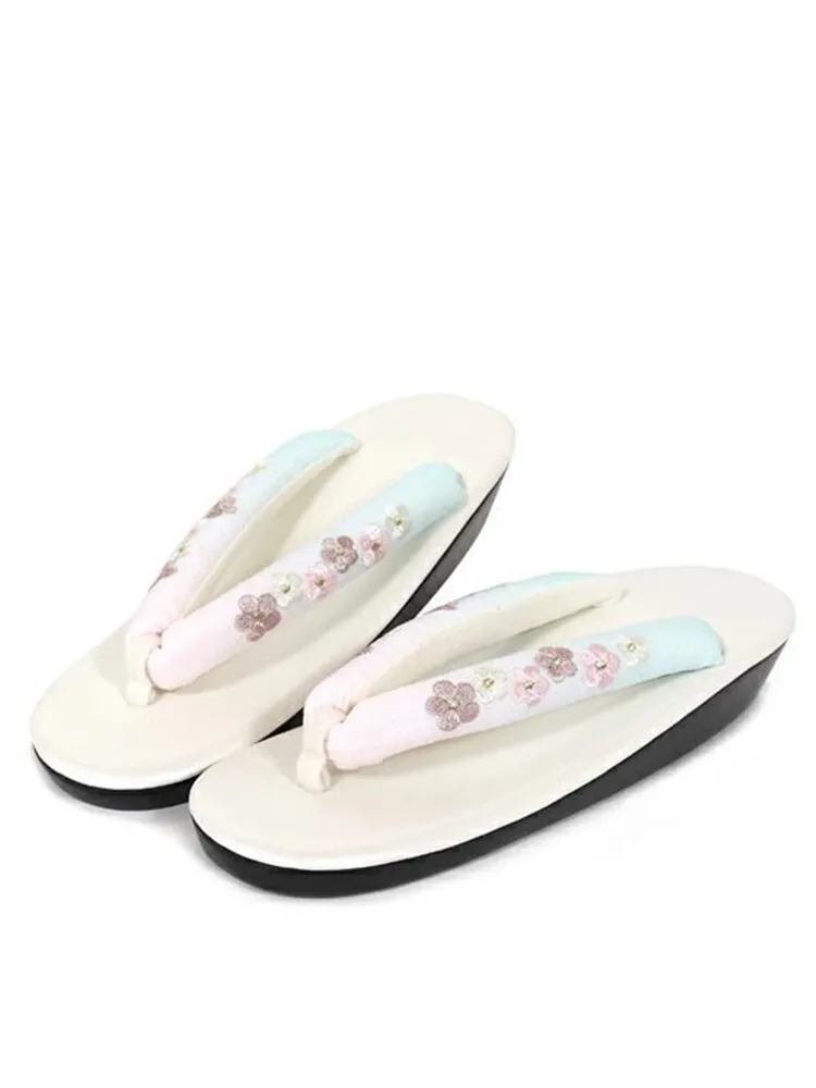 Slippers in Japanse stijl met grote maten, zachte, lichtgewicht houten klompen in Japanse stijl, kimono-stijl met gradiënt