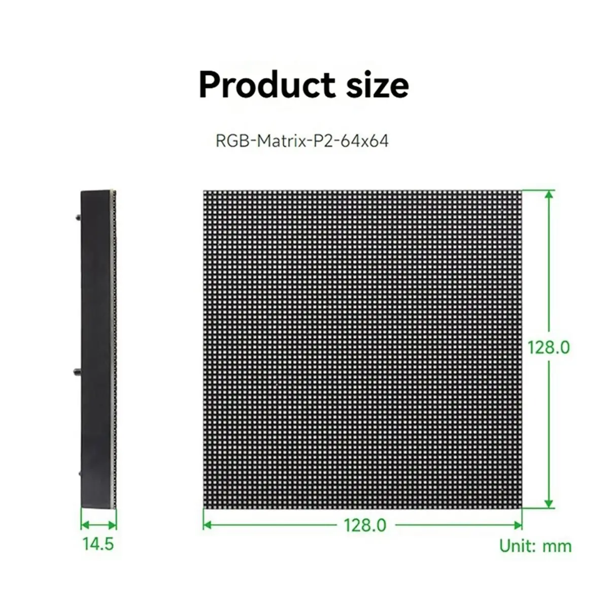 A72U P2 LED Matrix Display 64x64 Pixels 128x128mm RGB Full-Color LED Display DIY for /Audio/