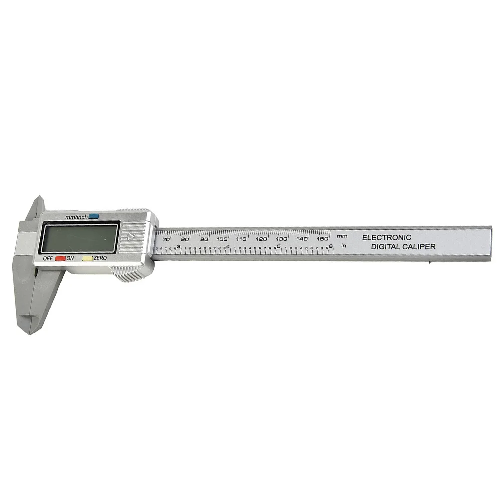 

1* Ruler Electronic Caliper 0 ~150mm/0~6 Inches LCD Micrometer Plastic Silver Vernier 0 ~150mm/0~6 inches 1m/s