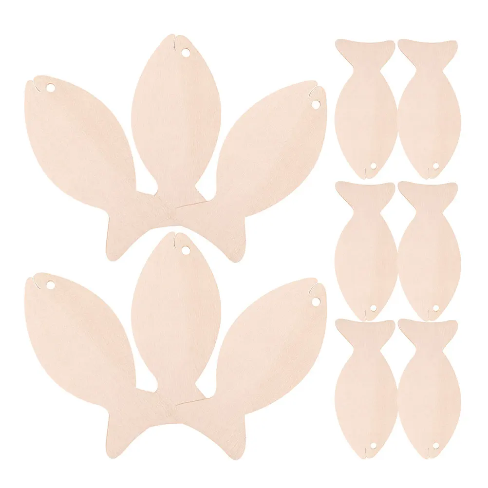 

64 Pcs Wooden Fish Hanging Decorations Unfinished Craft Cutouts Durable Material Versatile Projects Sewing Accessories