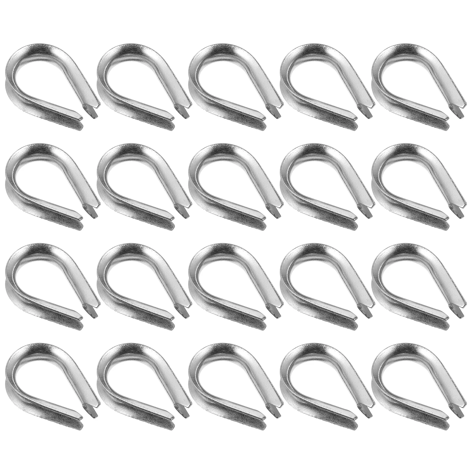 20 Pcs Cable Thimble Wire Rigging Rope Sleeves Fixing Workpiece Stainless Steel Fasteners Silver
