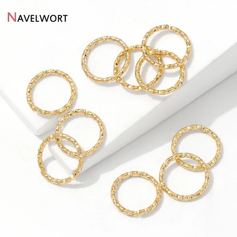 20/40Pcs 14K Gold Plated Brass Metal Twisted Open Jump Rings Connector Split Rings For DIY Jewelry Making Accessories