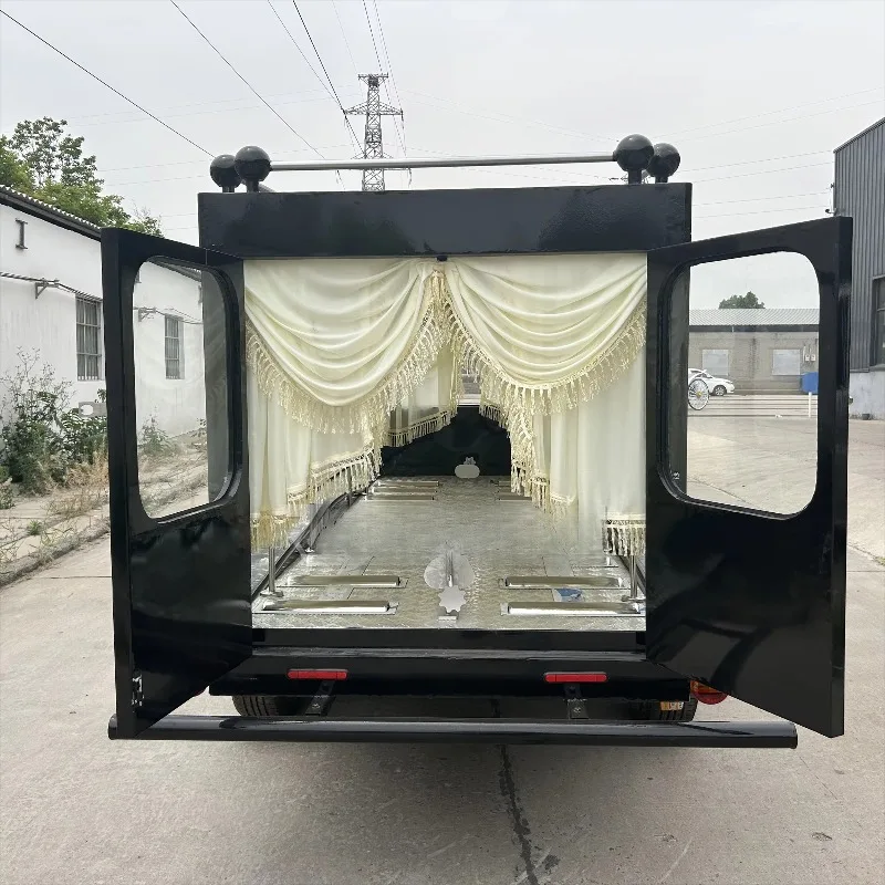 Customized Best Price ZOWN Electric 4 Wheels Black Towable Funeral Hearse Trailer Wholesale