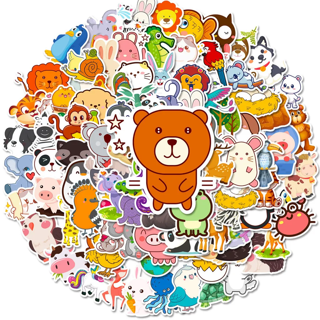 Cartoon Pet Creature Sticker Pack 100 Sheets, Waterproof Graffiti Stickers, Ideal for Scrapbook, Planner Anime Worlds Store