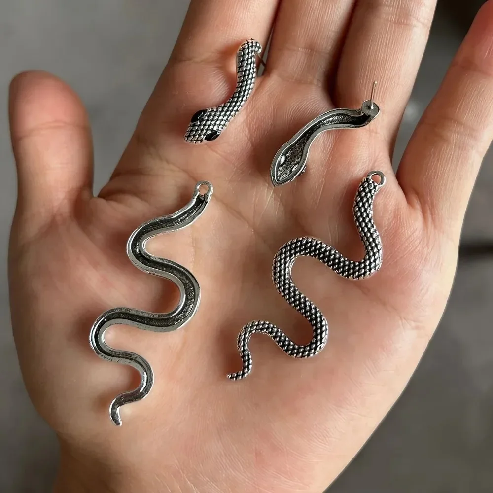 Hip Hop Gothic Snake Earrings Detachable Spliced Design Unisex Couple Earrings for Men Women Daily Party Holiday Jewelry Gift