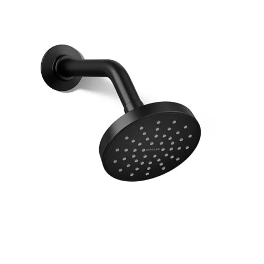 

Showerhead for bathroom use, ABS plastic, matte black, powerful 1.75 GPM flow with easy maintenance and sleek design