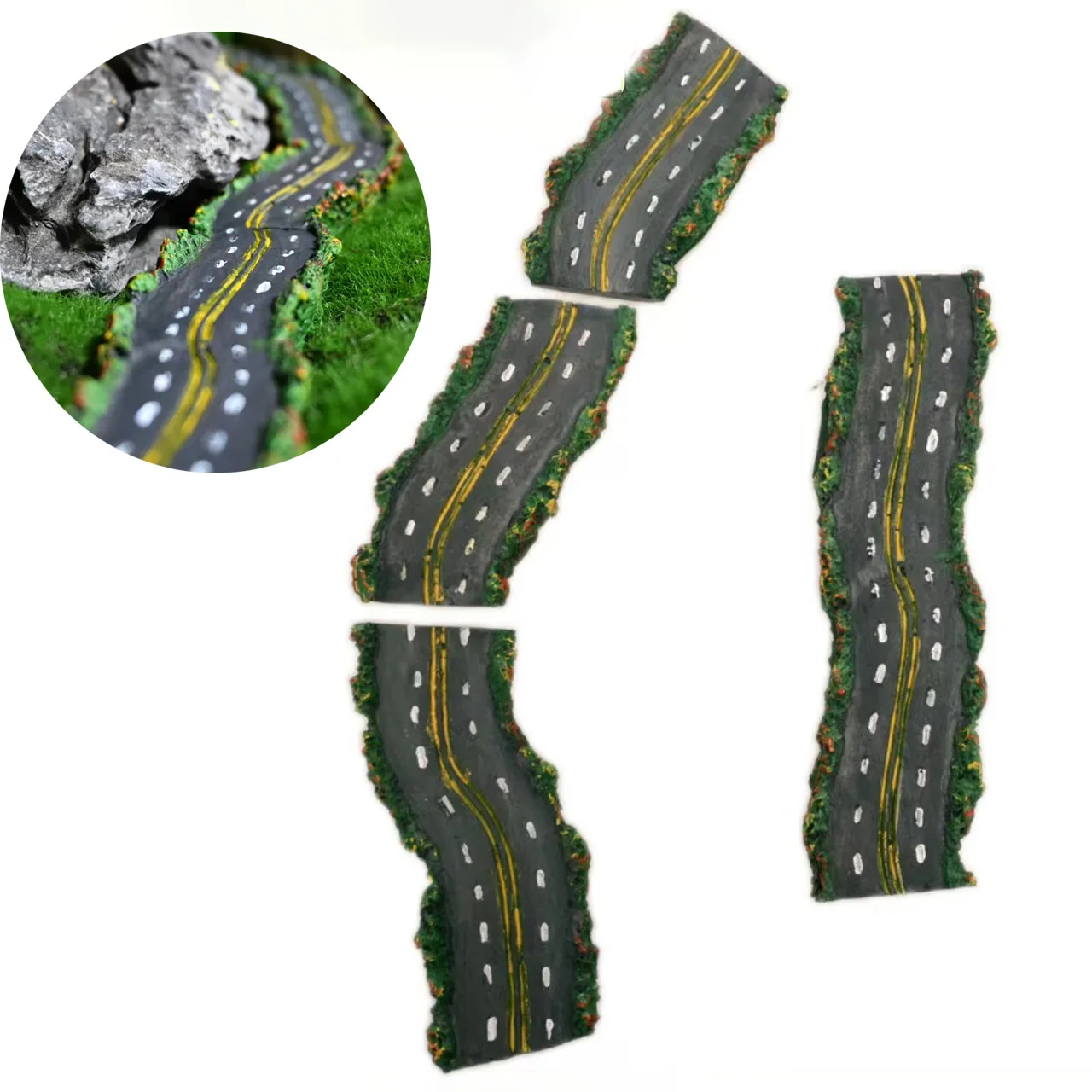 Micro Landscape Ornament Stone Slab Road Curved Street High-speed Scene Decoration Model Diorama Kits 1Pcs