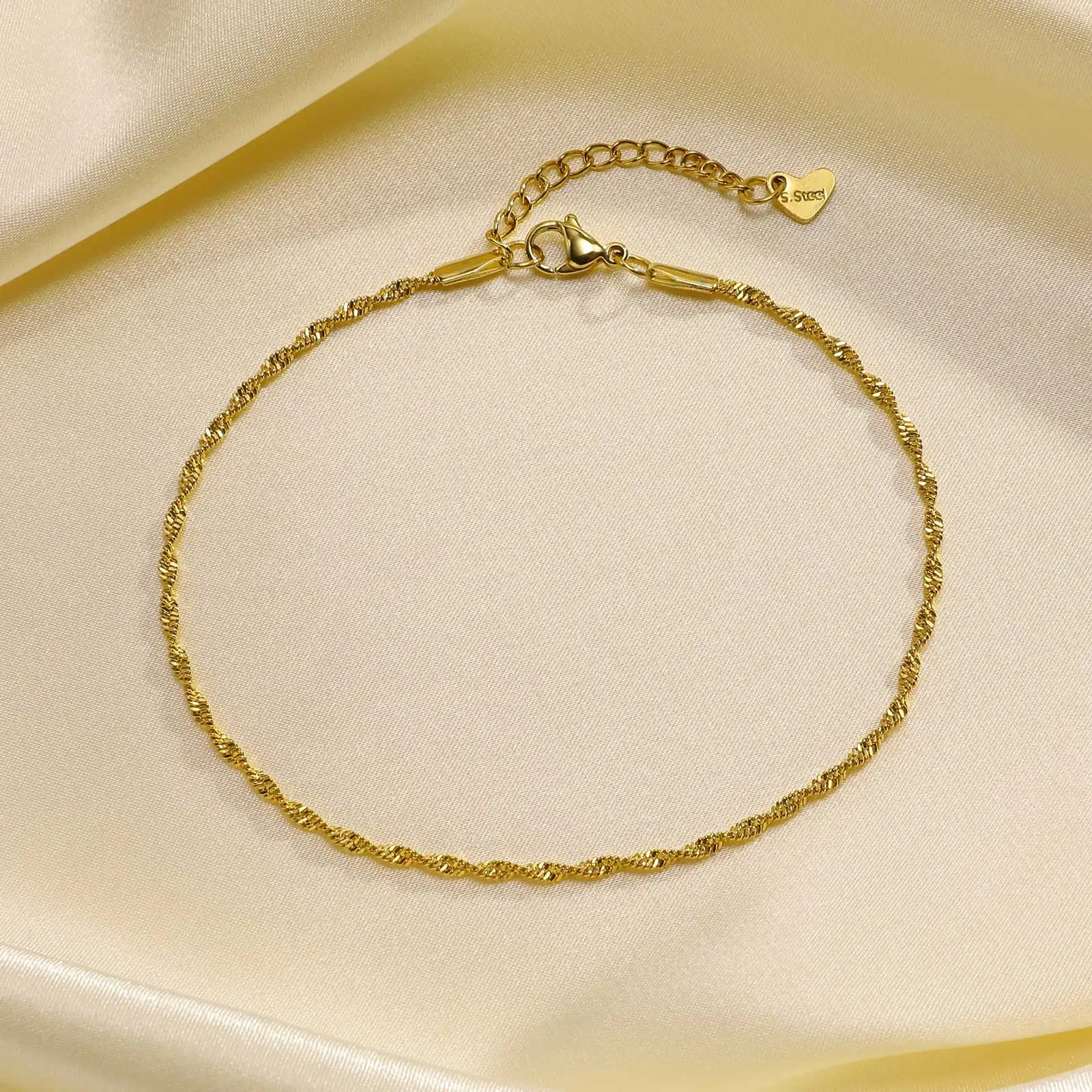 Picture 6: Women's Waterproof Stainless Steel Chic Water Wave Chain Anklets Jewelry Gift To Girls,Minimalist Anklet For Daily Beach Holiday