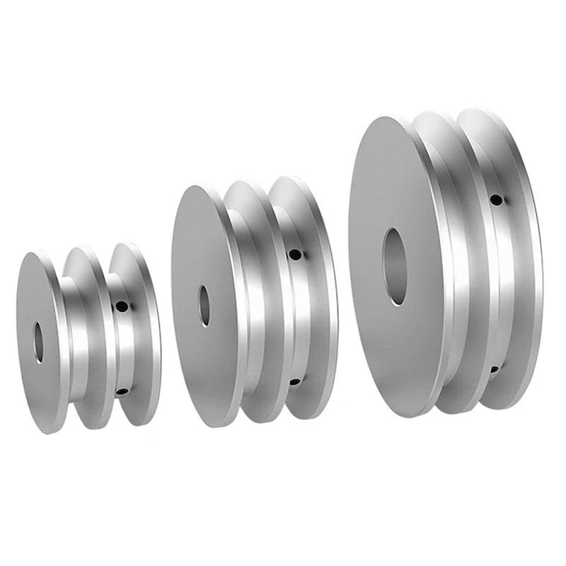 1 Piece  Aluminum Alloy Double V Belt Pulley  Fixed Bore Pulley Wheel For Replacement Accessories Diameter 60mm 80mm 100mm