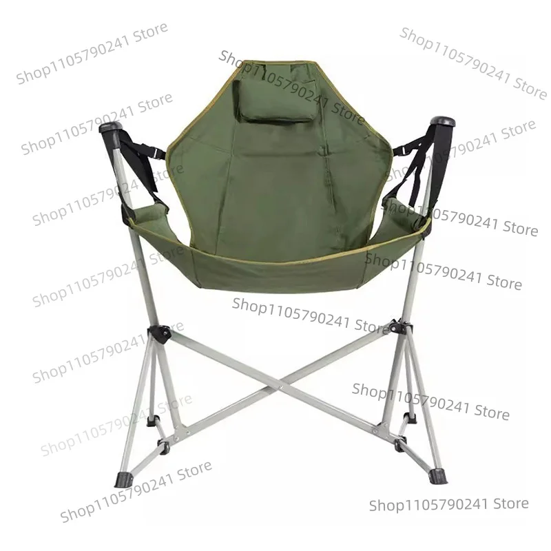 Outdoor Rocking Chair Folding Camping Fishing Hammock Swing Chairs 160°Adjustable Leisure Nap Moon Reclining Chair