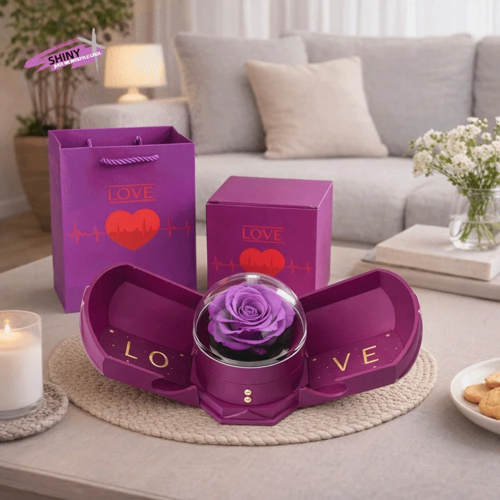 

Romantic Surprise Flower Jewelry Box Decorative with Soap Rose Rose Drawer Packaging Box Plastic Castle Double Door Jewelry Box