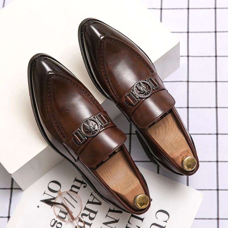 Luxury Men's Leather Shoes Fashion Wedding Party Shoes Luxury Men's Designer Business Flats Large Size Loafers Formal Shoes 2023