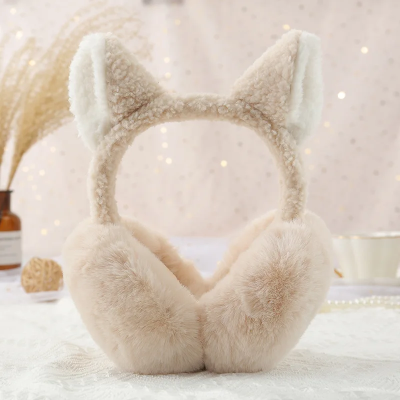 Cute Elf Cat Ear Earmuffs Women Winter Warm Ear Warmer Thermal Plush Headphones Earflap Outdoor Cold Protection Fluffy Ear Cover