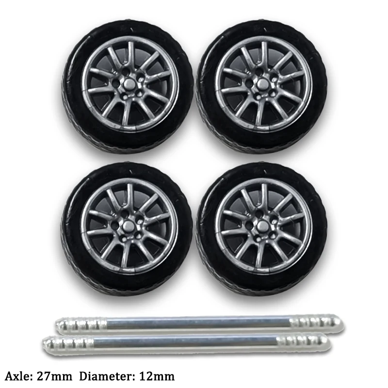 1/64 Model Car Wheels 1Sets（4PCS）For Hotwheels with Rubber Tires Basic ABS Modified Parts Racing Vehicle Toys For Tomica MiniGT