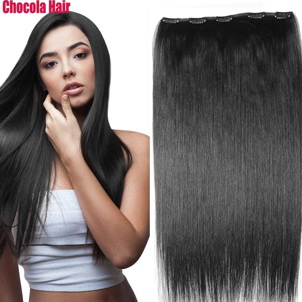 

Chocala 20"-28" 100% Brazilian Remy Human Hair Extensions 200g One Piece Set With 5 Clips In 1pcs NO-lace