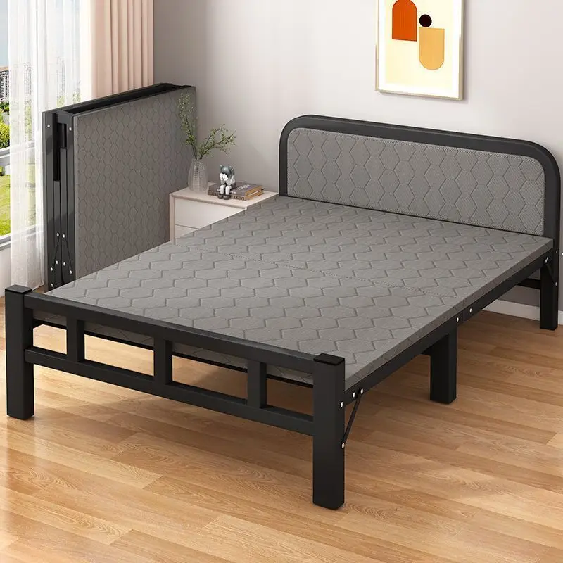 Cama plegable Sala de alquiler individual Dormitorio de acompañamiento Plegable de metal Oficina Pausa para el almuerzo Hierro plegable para el hogar