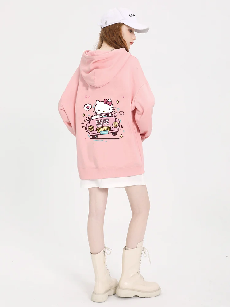 Kawaii Hello Kitty casual cute print unisex hoodie spring and autumn Sanrio cartoon casual sports street print hoodie