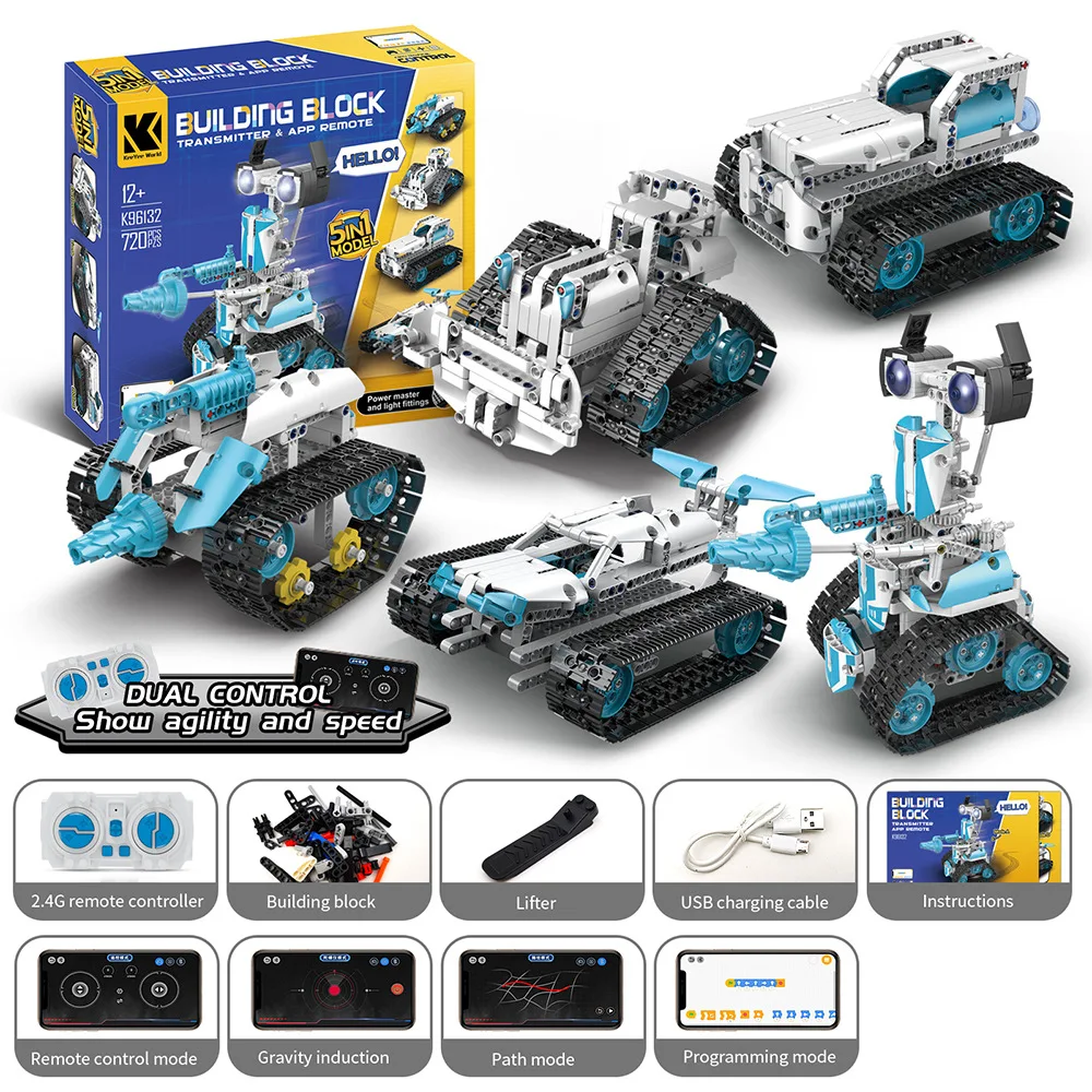 NEW K96132 Technical Intelligent Robot APP Programming Remote Control Tank Building Blocks Bricks Toys Kids Educational Gifts