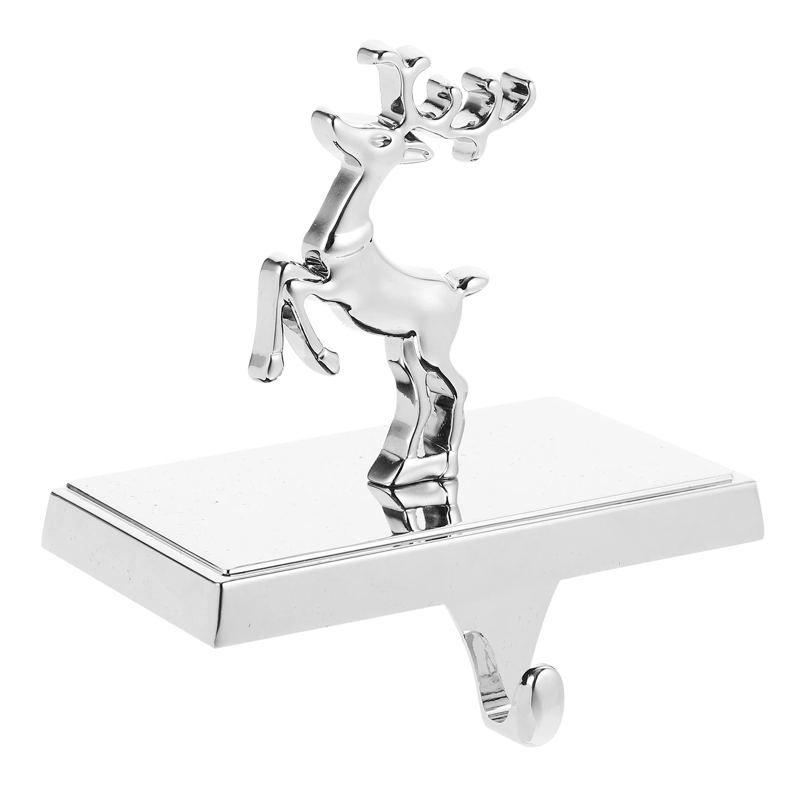 

Christmas Deer Hook Stocking Mantle Hanger Decorative Frame Hangers for Mantel Silver Rustic Holders Shelf