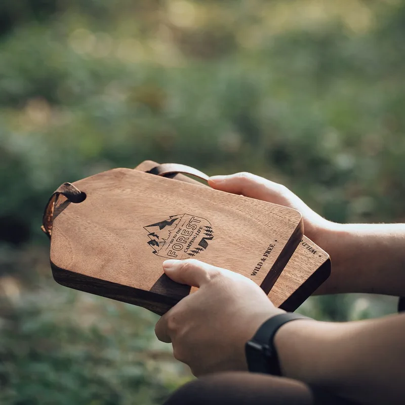 Camper Cutting Board Wood Chopping Serving Tray For Camping Hanging Plate Portable Small Bread Board Wooden Kitchen Accessories