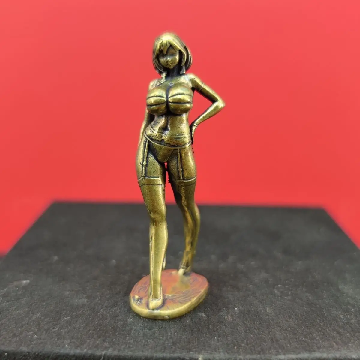 

Vintage Solid Brass Anime Girl Figurine - Gothic Little Devil Swimsuit Statue, Desktop & PC Case Decor, Collectible Art Gift
