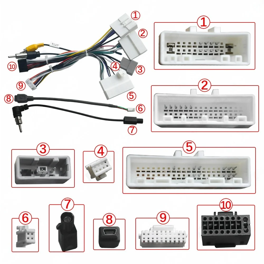 Universal Wiring Harness USB Port Adapter GPS Antenna Video Audio RCA Wifi Cable for Nissan Sylphy 2020