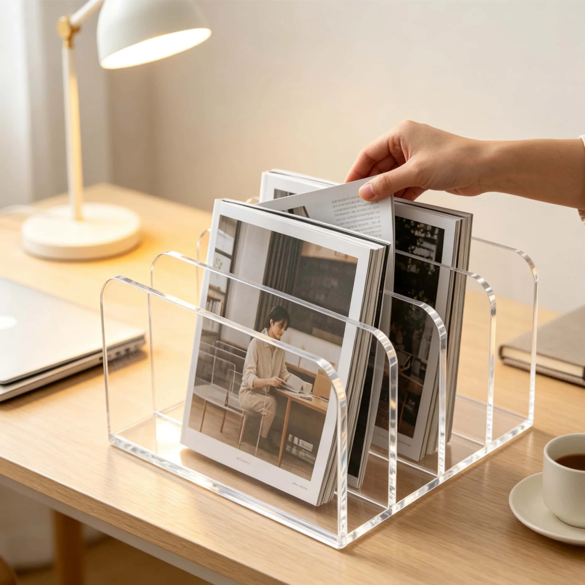 Desktop Bookend, Transparent Acrylic, Student Desk Book Storage, Office and Dorm File Organizer