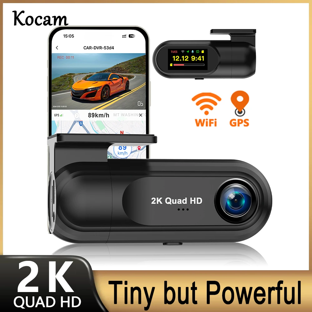 2K 2560*1440P Dash Cam WIFI GPS Car DVR Camera Video Drive Recorder Dashcam Registrar Black Box 24 Hour Monitoring Night Vision