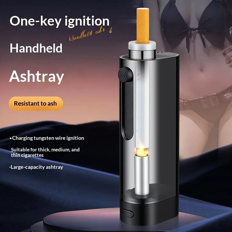 Car Ashtray No Ash Drop Tool, Smoking Ashless Car Interior, Anti-Flying Ash One-Key Ignition Cigarette