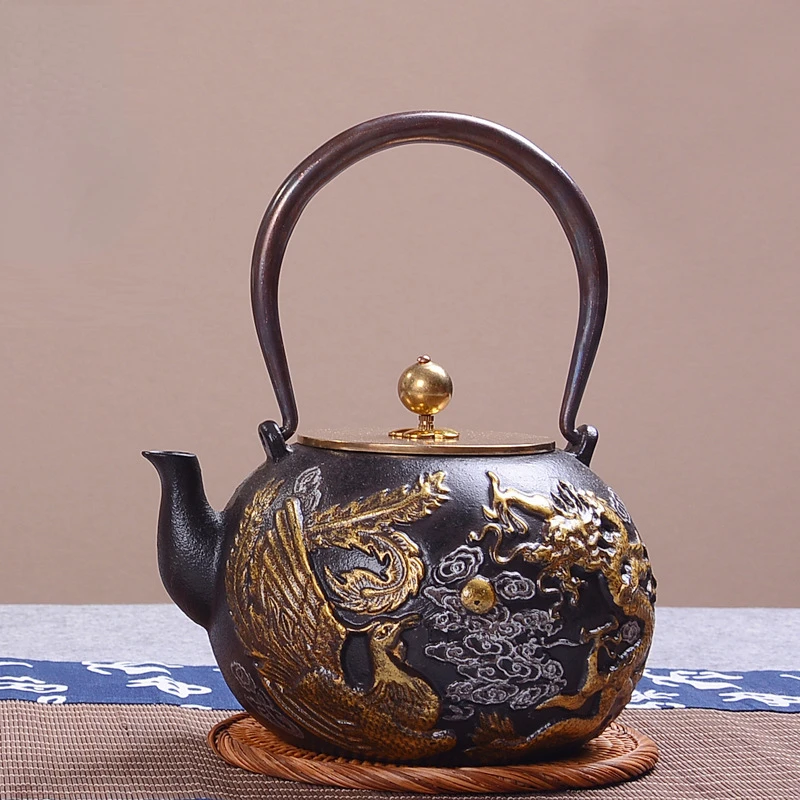 

1.2L Cast Iron Teapot Japanese Iron Tea Pot Copper Handle Craftsmanship Tea Kettle For Friends Tea Lovers Gift Home Decor