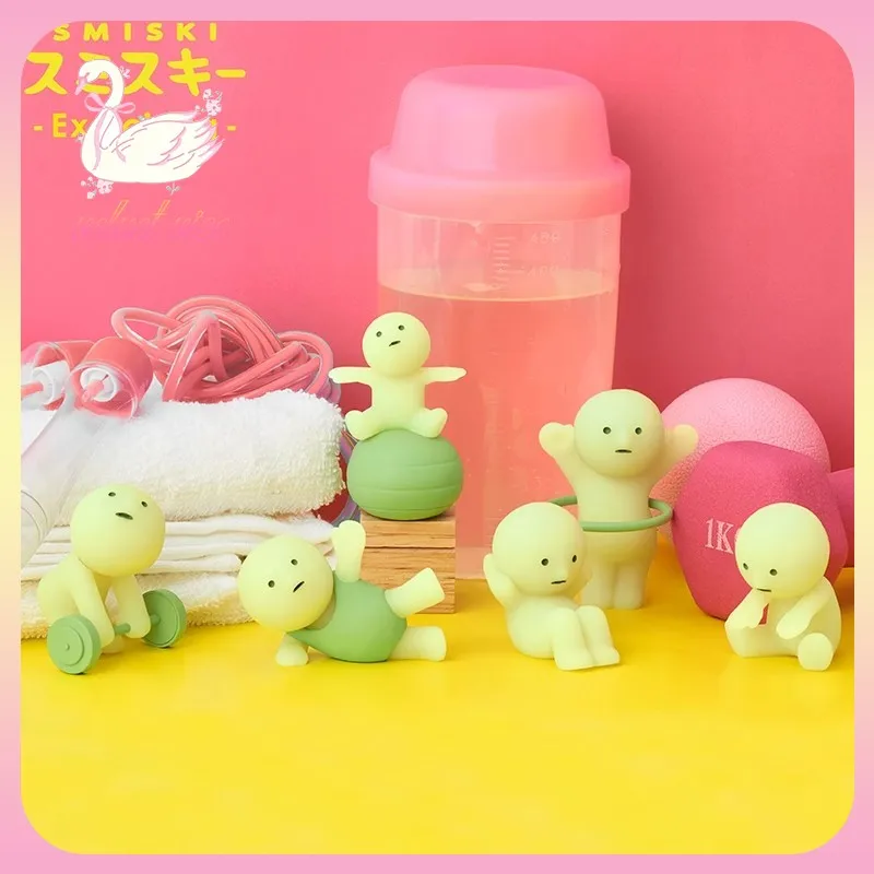 

Original SMISKI Exercising Series Blind Box figures Dumbbell Sports Surprise Blind Box Creative Ornament Luminous Doll kids Gift