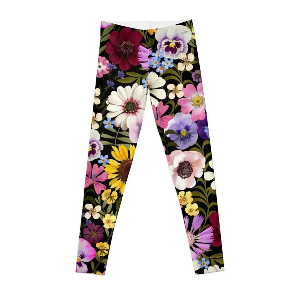 

Spring Garden Party floral -black Leggings gym Women's sportswear Women's push-up leggins sport leggings woman