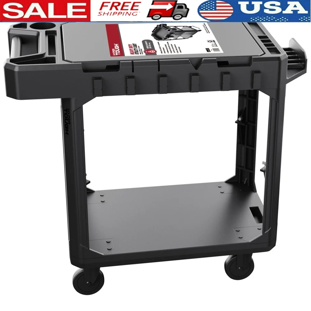 

Heavy Duty 3 Shelf Utility Cart 500lb Capacity Removable Shelf Tool Holders Power Cord Holder Broom Storage Versatile Use