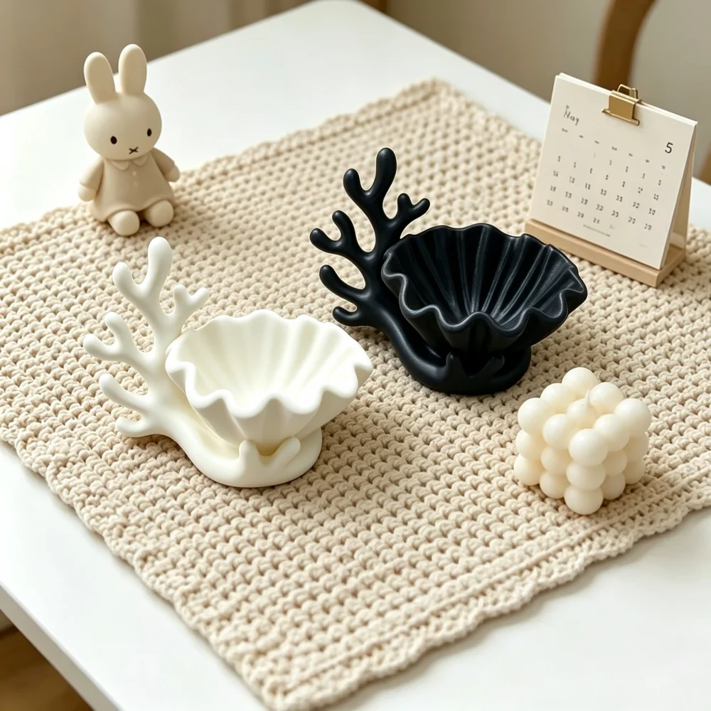 Coral Shell Jewelry Tray Ring Holder Ocean Style Decor Dish Necklace Earrings Storage Desktop Vanity Table Decor 3D Print