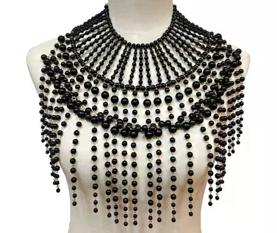 

2024 body chain Chinese Pearl body chain dress accessory Wedding shawl exaggerated handmade multi-layer necklace for women