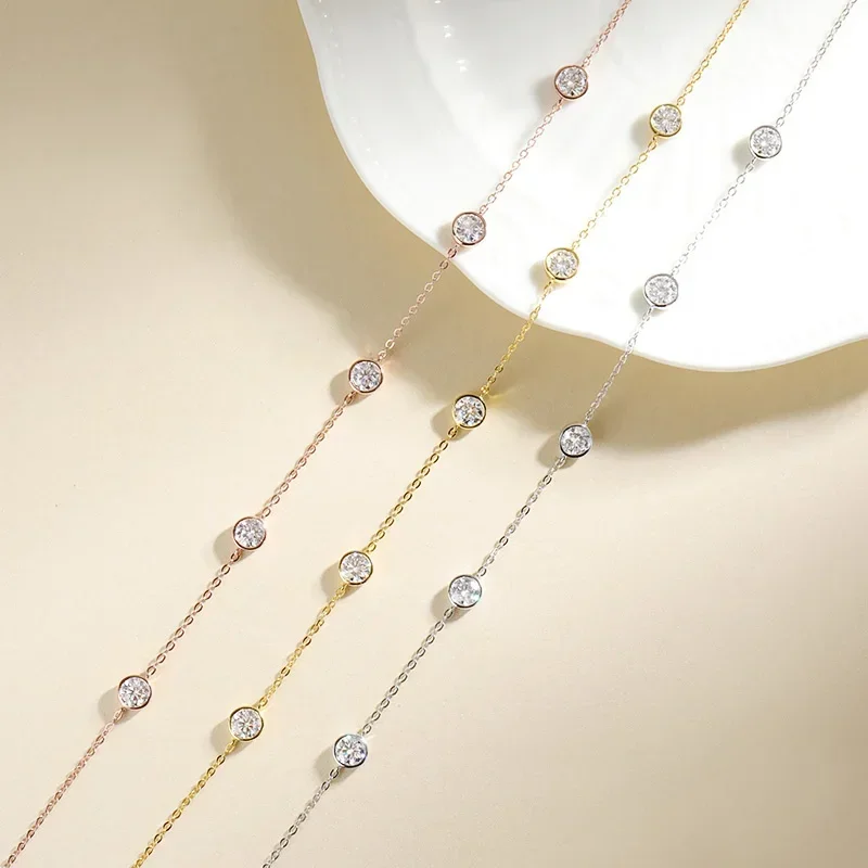 NASIABubble Each 5mm All Moissnaite Necklaces for Women Luxury Female Neck Chain 100% Sterling Silver S925 Jewelry GRA 2026