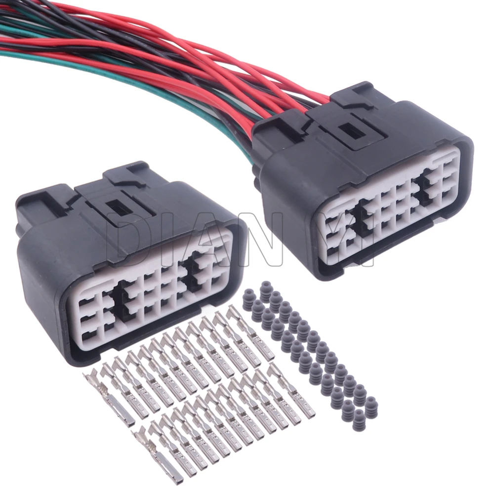 1 Set 24 Way Starter Auto Wiring Terminal Socket with Cables Automotive Wire Cable Connector