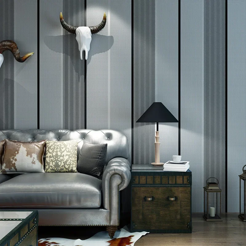Stereo velvet striped nonwoven bedroom living room wallpaper Modern collision pigment striped hotel wallpaper.