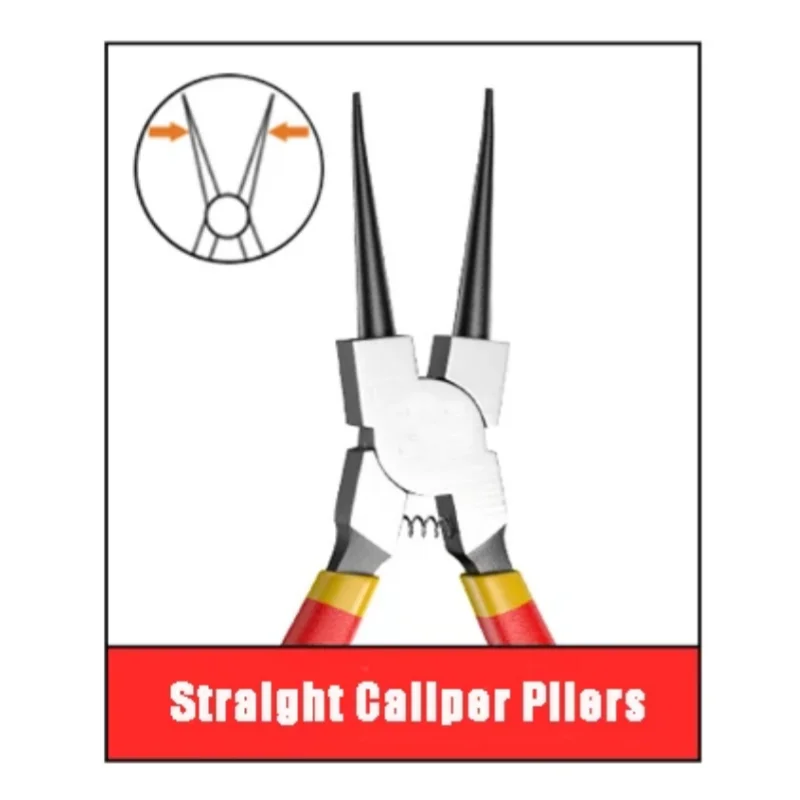7 Inch Professional Circlip Pliers Internal/External Straight Tip Snap Ring Plier for Retaining Clips Bearings