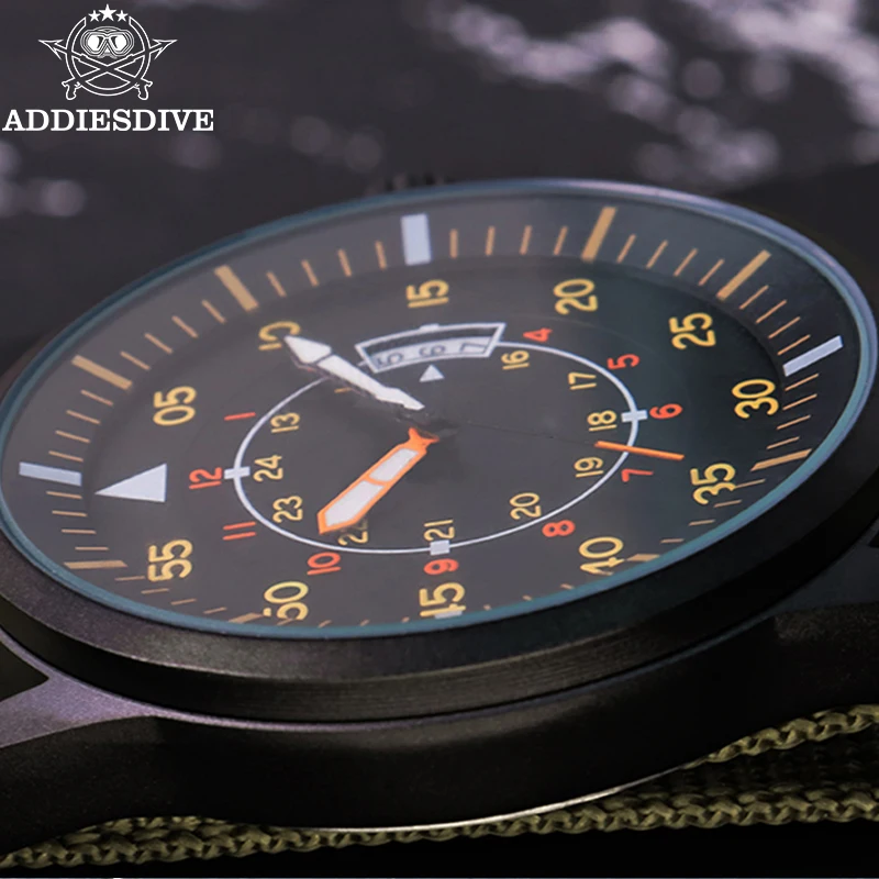 Addiesdive ساعات كوارتز رجالية رياضية 44 مللي متر حزام نايلون ساعات زجاجية معدنية 50 متر مقاوم للماء JD1508 ساعة اليد Relogio Masculino